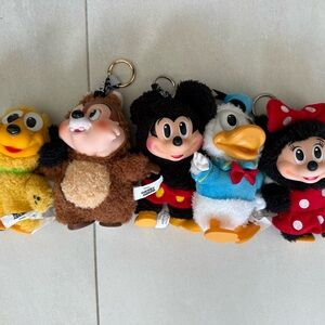 Disney Plush Keychain Set - Black, Brown, Blue, Red